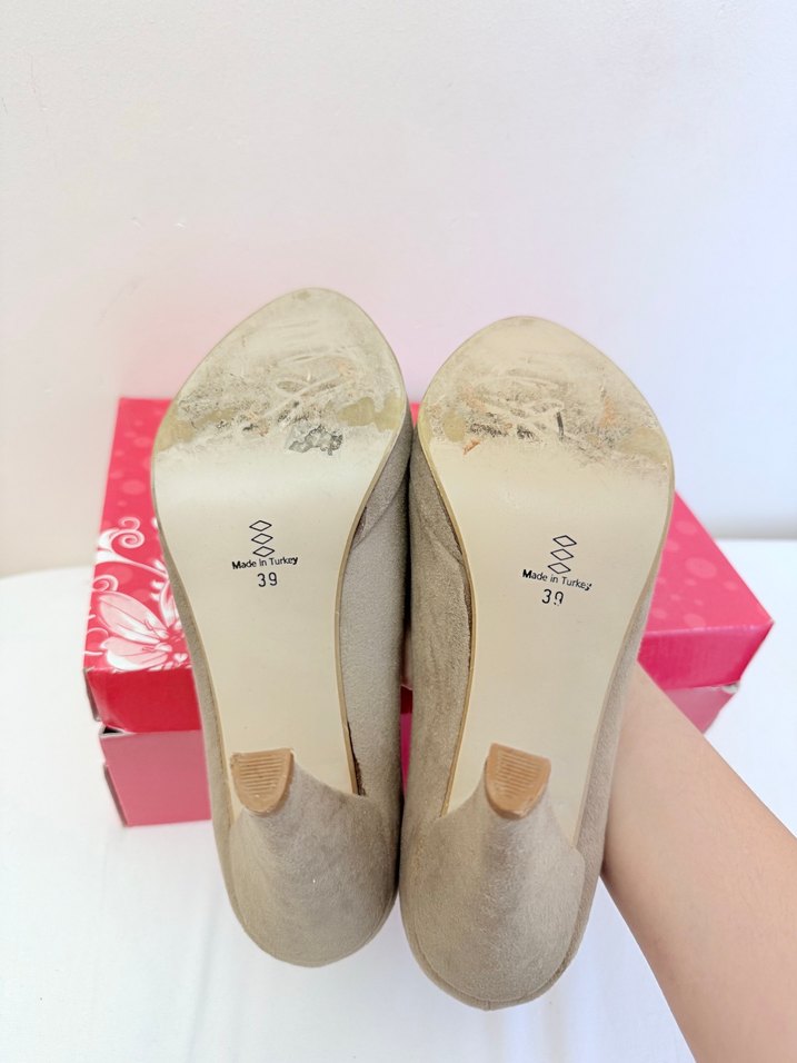 Bej Süet Platform Topuklu Kadın Ayakkabı - Görsel 5