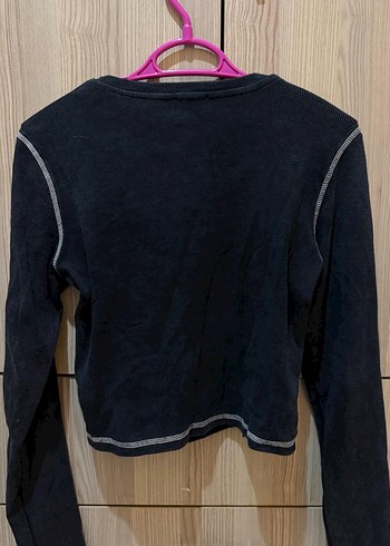 Siyah Uzun Kollu Desenli Tişört - Görsel 3