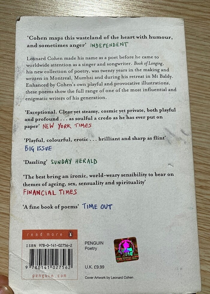 Leonard Cohen-Book of Longing İngilizce - Görsel 3