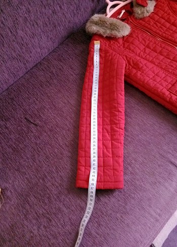 Kız Çocuk Kırmızı Kürklü Mont - Görsel 6