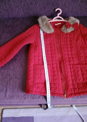 Kız Çocuk Kırmızı Kürklü Mont - Görsel 5