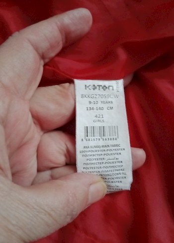 Kız Çocuk Kırmızı Kürklü Mont - Görsel 8