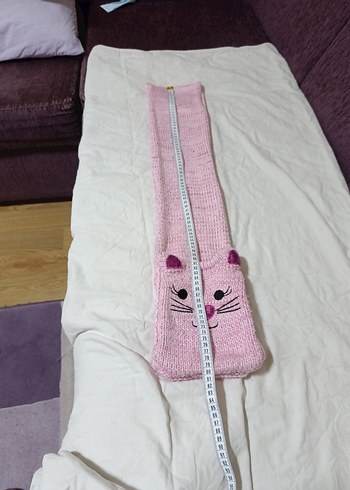 Penti marka Pembe Nakışlı Örgü Çocuk Bere ve Atkı Seti - Görsel 8