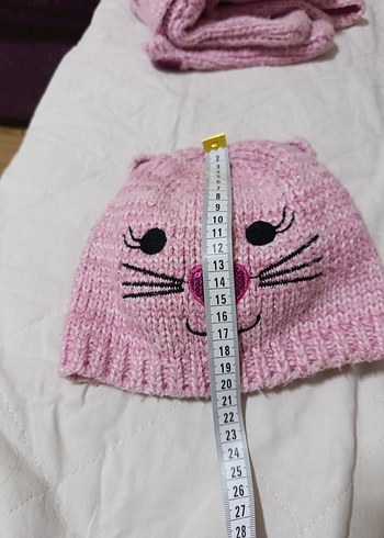 Penti marka Pembe Nakışlı Örgü Çocuk Bere ve Atkı Seti - Görsel 6