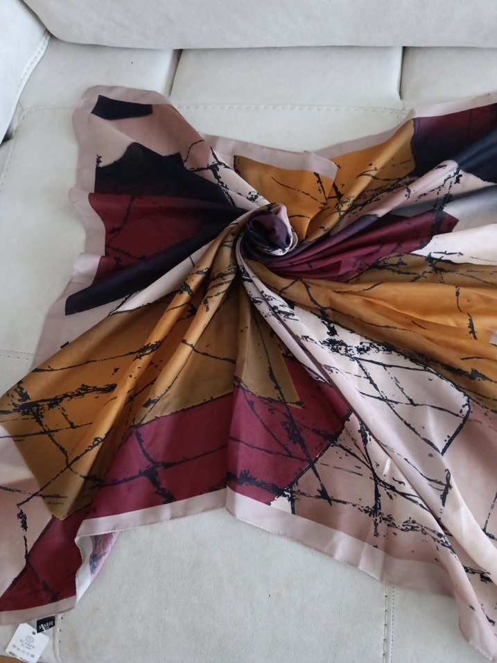 Kadın Çok Renkli İpek eşarp - Görsel 2