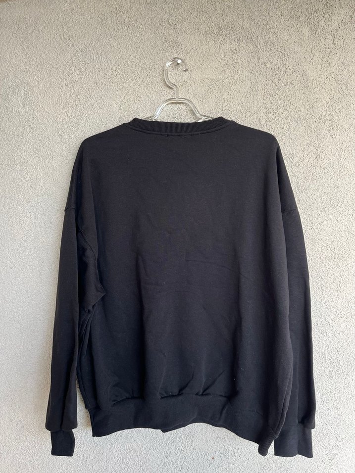 Siyah Baskılı Spor Sweatshirt - Görsel 2