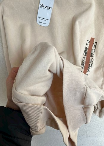 Bej Baskılı Kadın Sweatshirt - Görsel 4