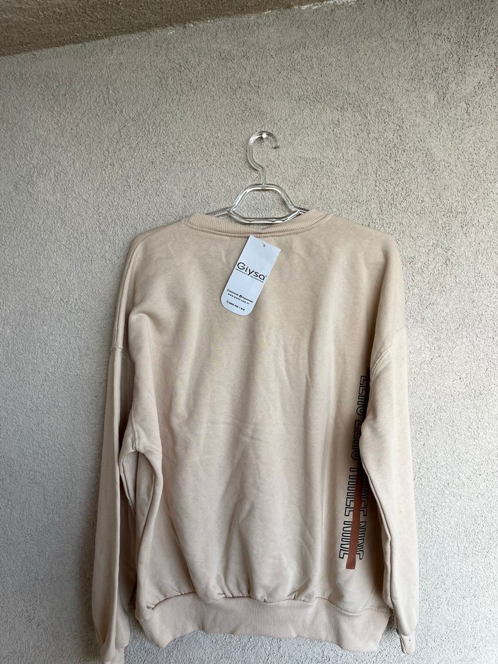 Bej Baskılı Kadın Sweatshirt - Görsel 2