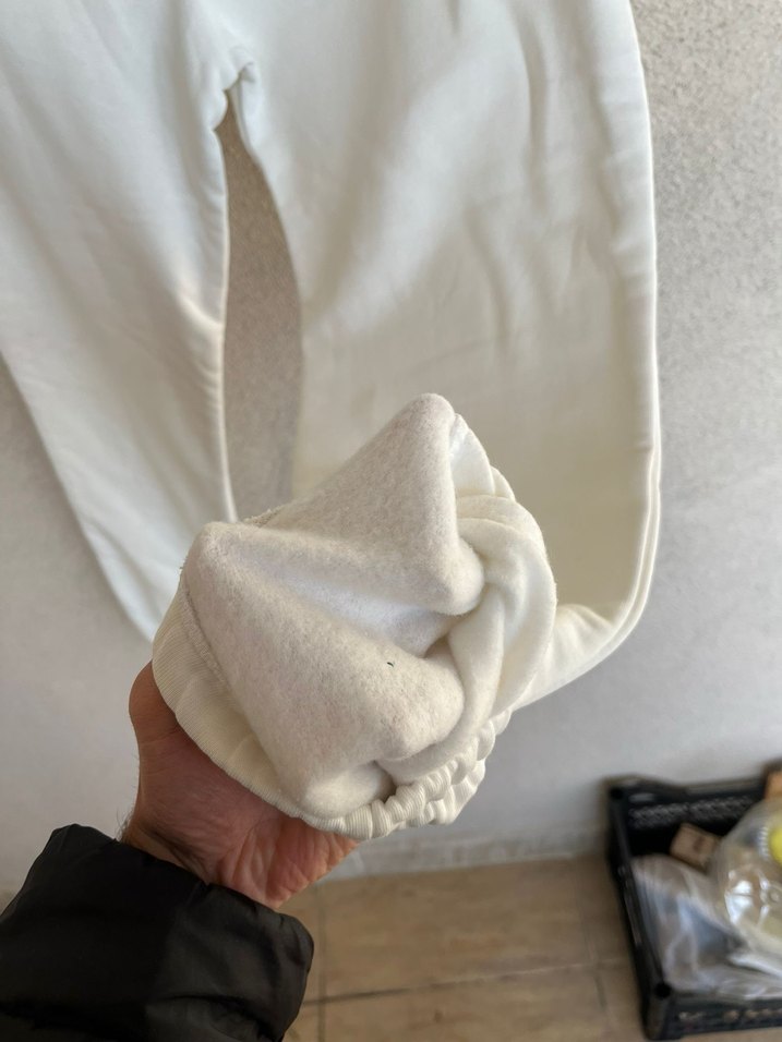 Beyaz Rahat Kesim Kadın Eşofman Altı - Görsel 3