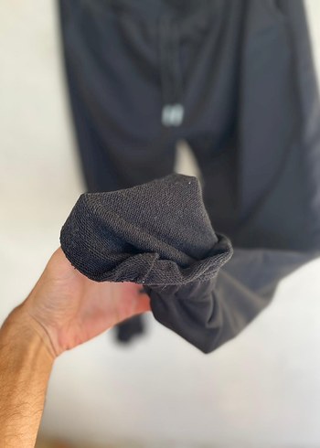 Siyah Salaş Keten erkek  Eşofman Altı - Görsel 2