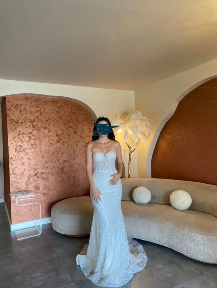 Oleg Cassini Straplez Balık Gelinlik - Görsel 2