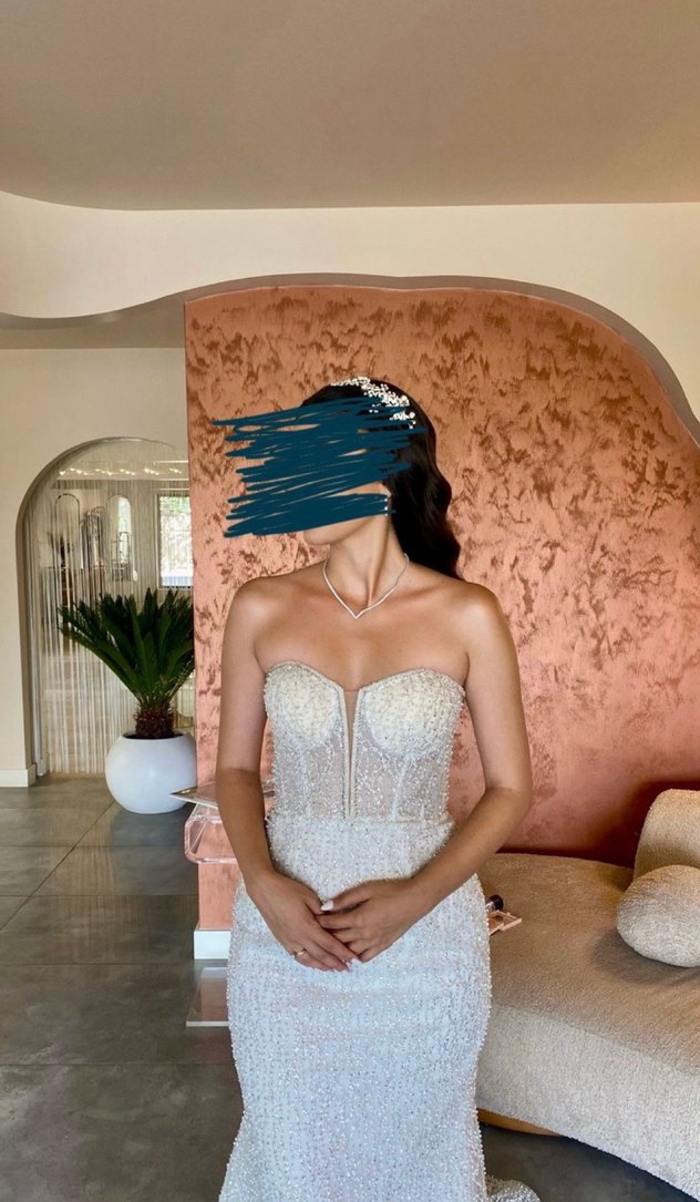 Oleg Cassini Straplez Balık Gelinlik - Görsel 4