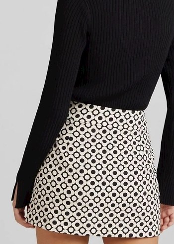 Düğmeli Puantiyeli Mini Etek - Görsel 2