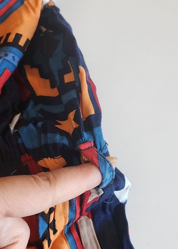 Bohem Çok Renkli Uzun Etnik Desenli Elbise - Görsel 5