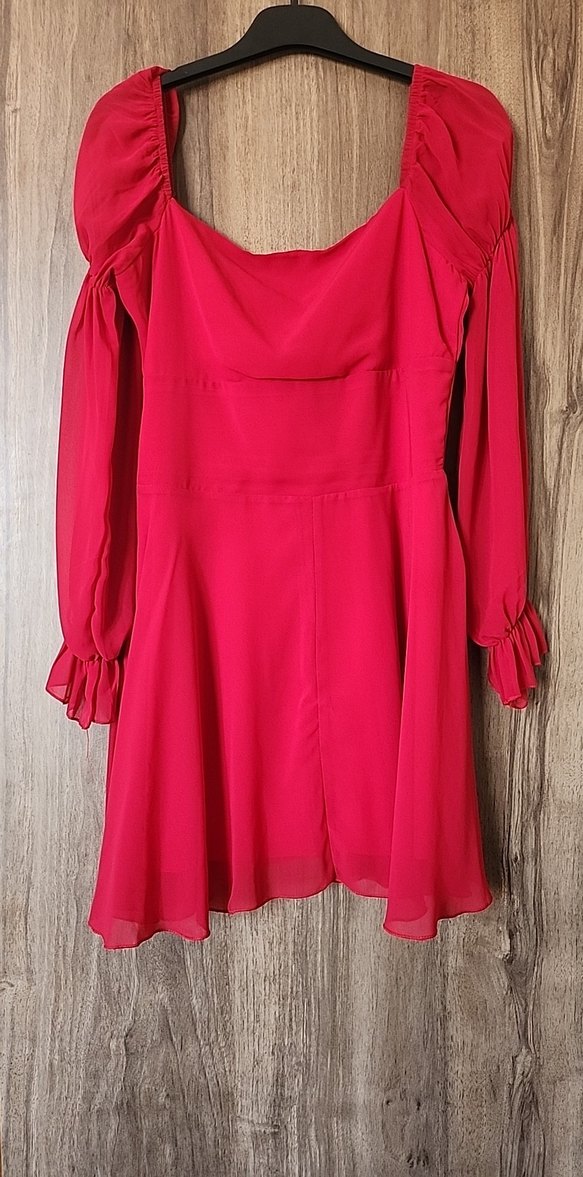 Kırmızı kısa Bohem Elbise - Görsel 4