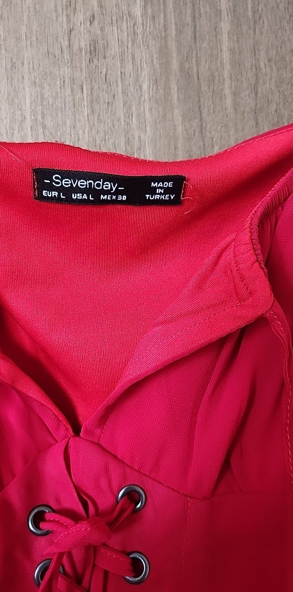 Kırmızı kısa Bohem Elbise - Görsel 3