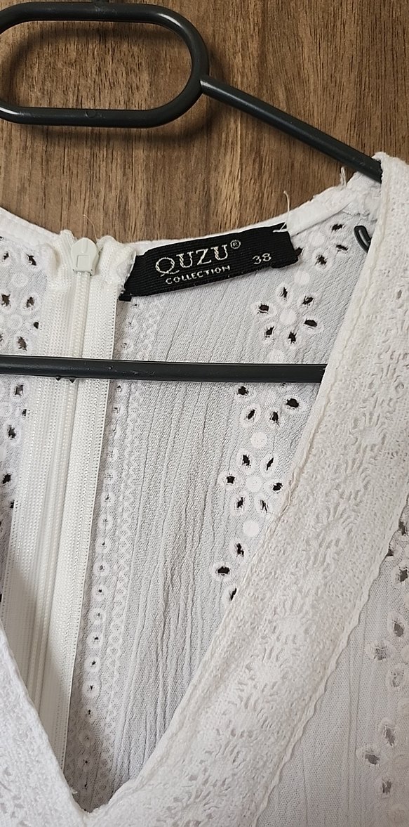 Dantel Detaylı Beyaz Bohem Midi Elbise - Görsel 3