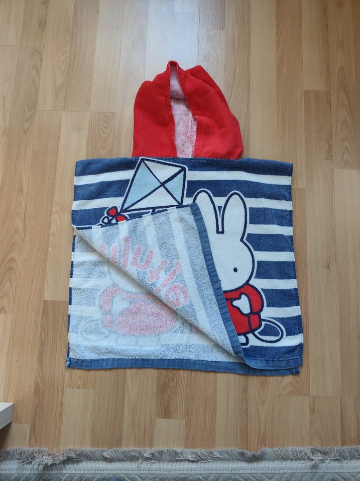 Kapüşonlu Mavi Çizgili Erkek Çocuk Bornoz - Görsel 3