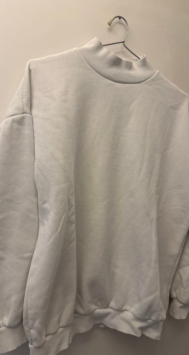 Kadın Beyaz Basic Bisiklet Yaka Sweatshirt - Görsel 2