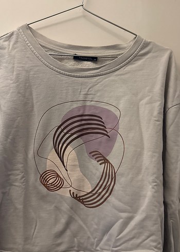 Gri Kadın Uzun Kollu Baskılı Sweatshirt - Görsel 2