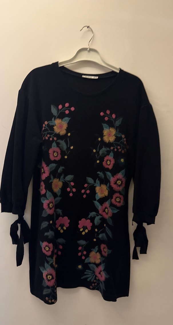 Nakışlı Bohem Kadın Triko Tunik - Görsel 2