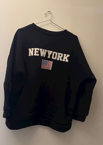 Siyah New York Baskılı Kadın Sweatshirt - Görsel 2