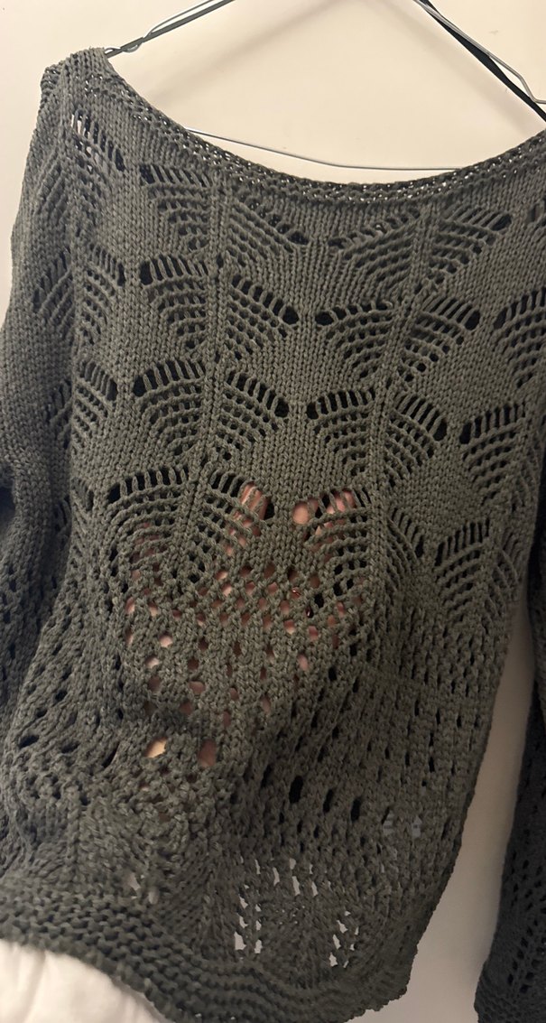 Gri Bohem Tarz Uzun Kollu Örgü Kadın Kazak - Görsel 4