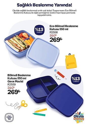 Bölmeli beslenme kabı 550 ml