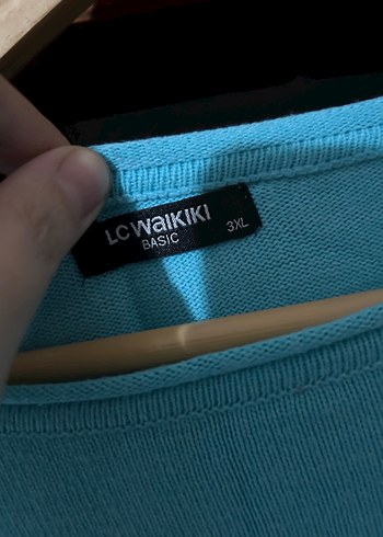 LC Waikiki Mavi Kadın Keten Uzun Kollu Basic Kazak