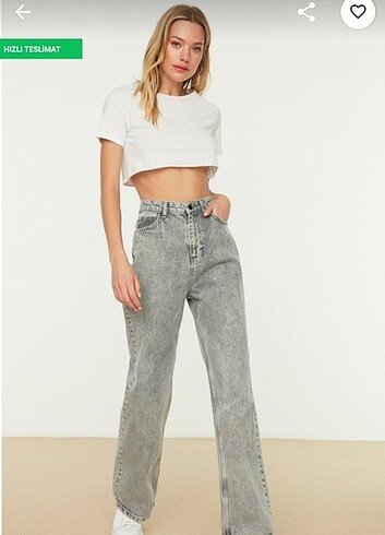 Gri yüksek bel wide leg jean