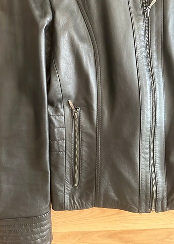 Derimod Siyah Deri Biker Ceket L beden - Görsel 5