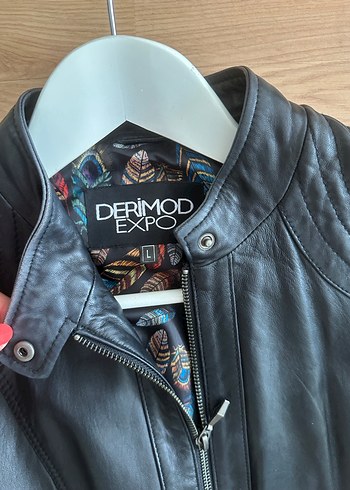 Derimod Siyah Deri Biker Ceket L beden - Görsel 4