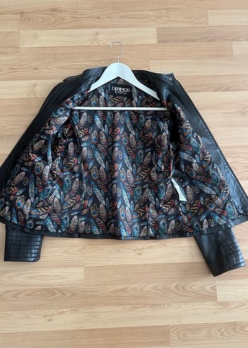 Derimod Siyah Deri Biker Ceket L beden - Görsel 3