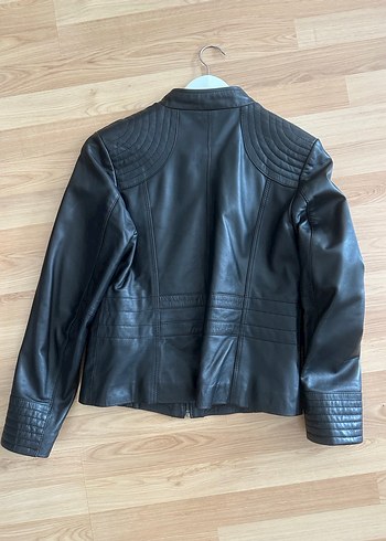 Derimod Siyah Deri Biker Ceket L beden - Görsel 2