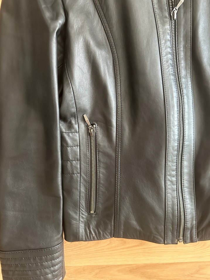 Derimod Siyah Deri Biker Ceket L beden - Görsel 5