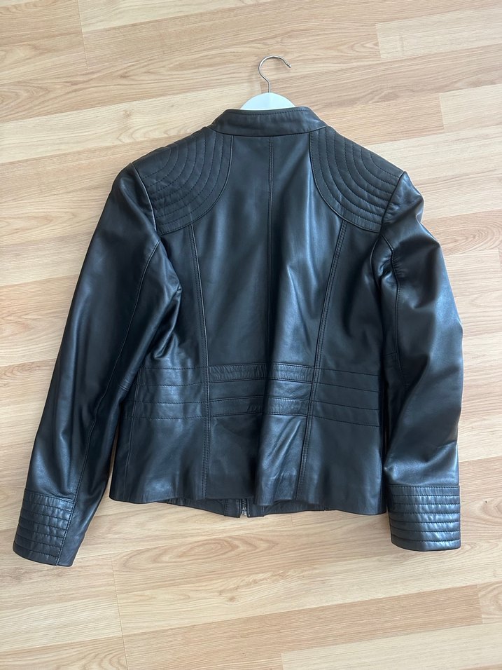 Derimod Siyah Deri Biker Ceket L beden - Görsel 2