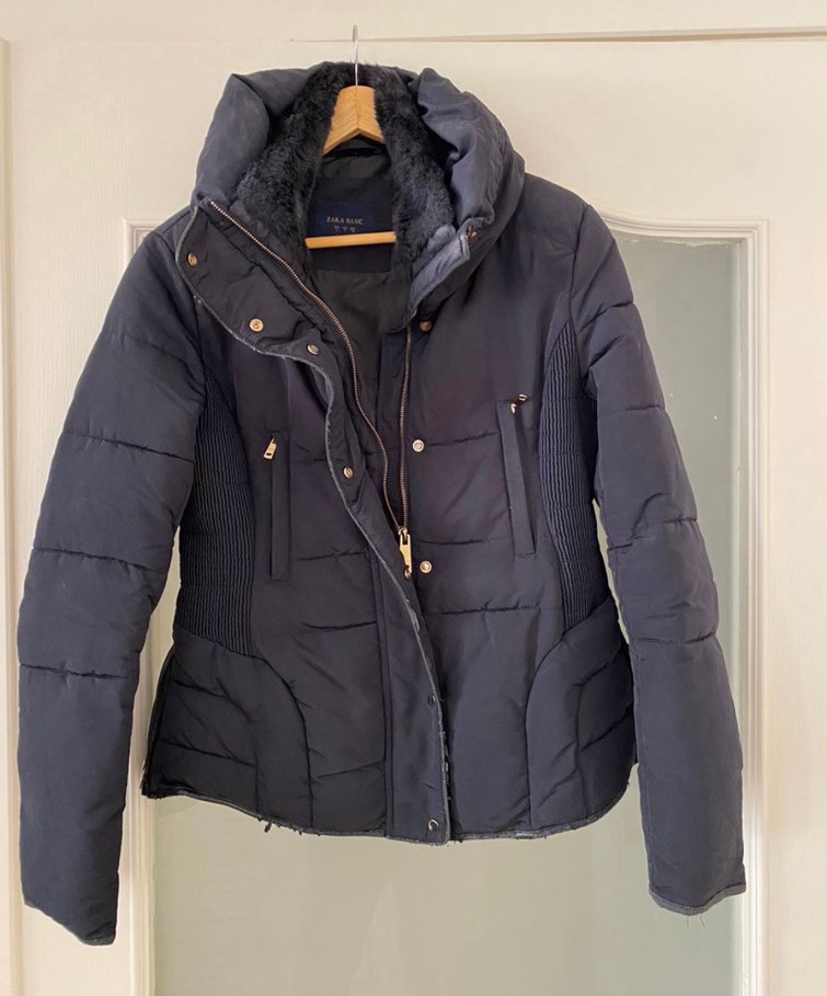 Zara Lacivert Kadın Kışlık Mont L beden - Görsel 3