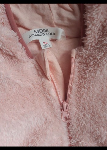 Kapüşonlu Pembe Kürklü Bebek Tulum - Görsel 3