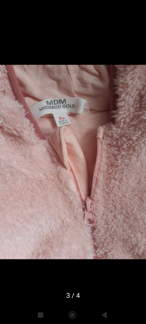 Kapüşonlu Pembe Kürklü Bebek Tulum - Görsel 3