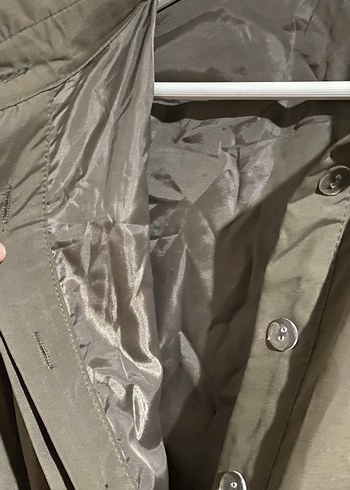 Suud Collection Kadın Haki Uzun Keten Trenç elbise