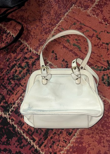 Beyaz Deri Tokalı Kadın Çanta - Görsel 2