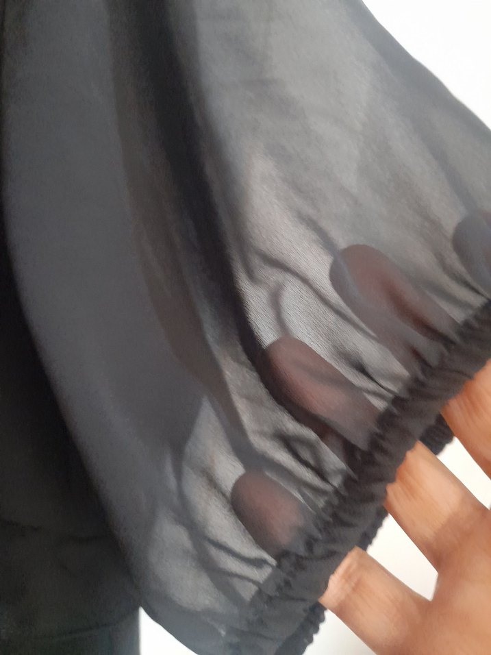 Siyah Midi Fırfırlı Gotik Kadın Elbise - Görsel 5