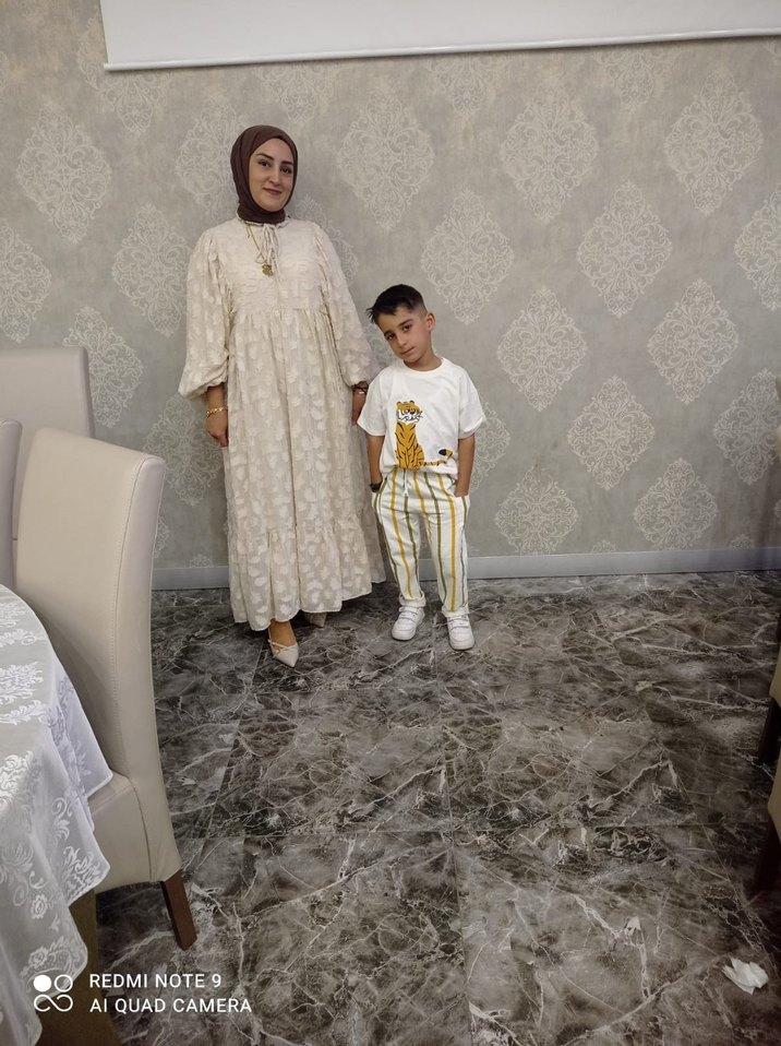 Diger Bej Nakışlı Uzun Keten Elbise - Görsel 5