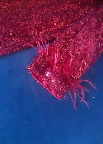 Bordo Uzun Kollu Parlak Abiye Elbise - Görsel 7