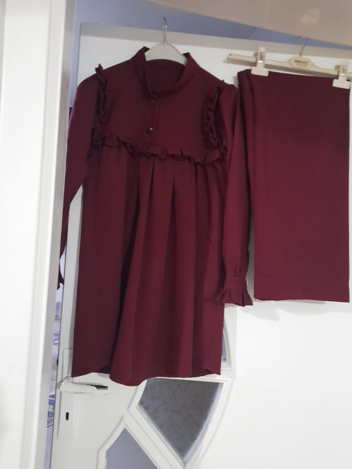 Bordo Uzun Kollu Hamile Tunik - Görsel 3