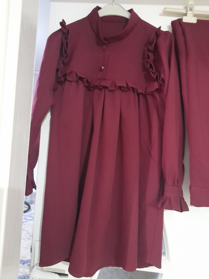 Bordo Uzun Kollu Hamile Tunik - Görsel 4