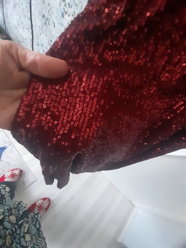 Bordo Parlak Uzun Abiye Elbise - Görsel 4