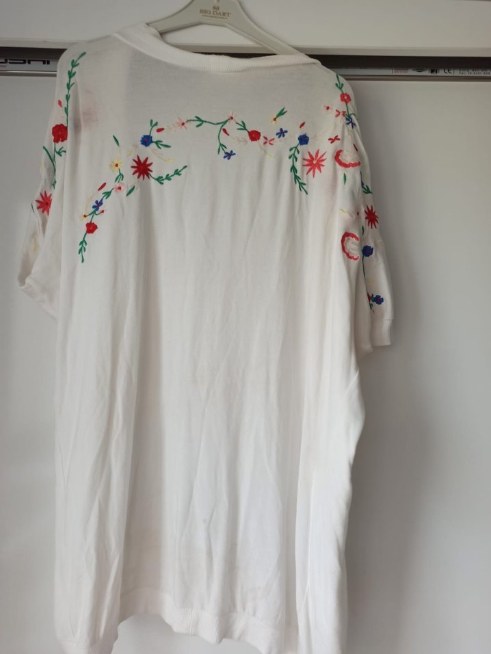 Nakışlı Uzun Beyaz Bohem Kadın Elbisesi - Görsel 2