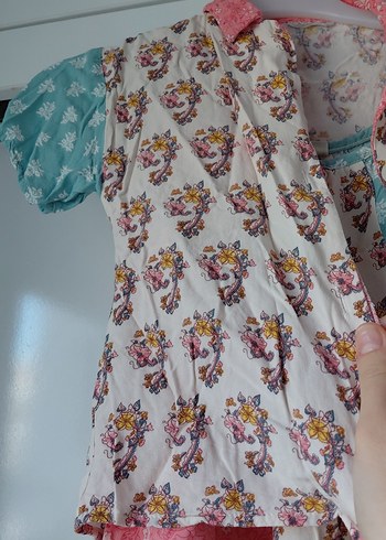 Kız Çocuk Çok Renkli Pamuklu Gecelik Takımı - Görsel 3