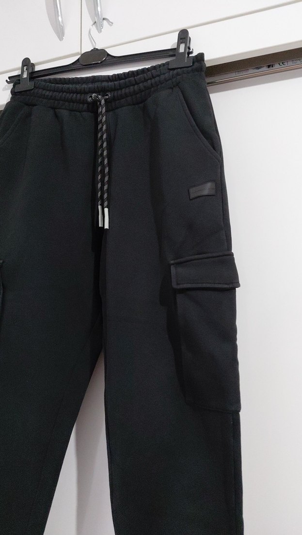 Erkek Siyah Kısa Paça Kemerli Spor Eşofman - Görsel 2